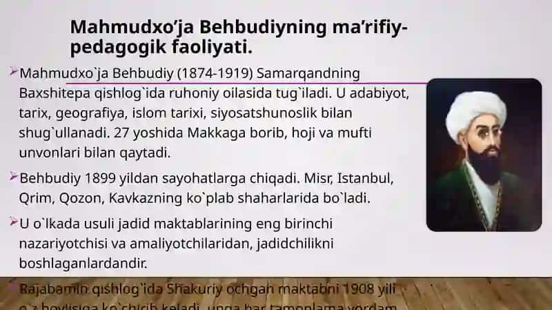 Mahmudxo’ja Behbudiyning ma’rifiy-pedagogik faoliyati. 2