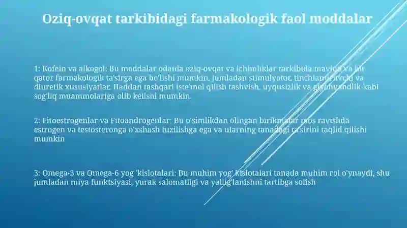 Oziq -Ovqat Mahsulotlari Tarkibiga Kiruvchi Farmokologik Faollikka Ega Bo'Lgan Moddalarning Xavfi 2