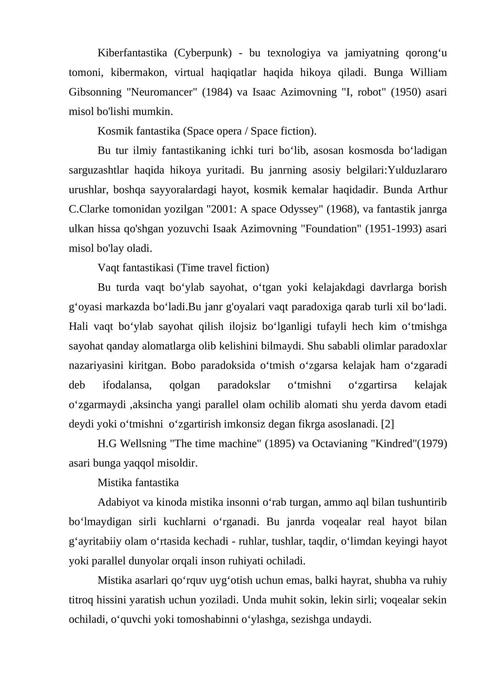 Jahon adabiyotida ilmiy fantastika va uning turlari 2