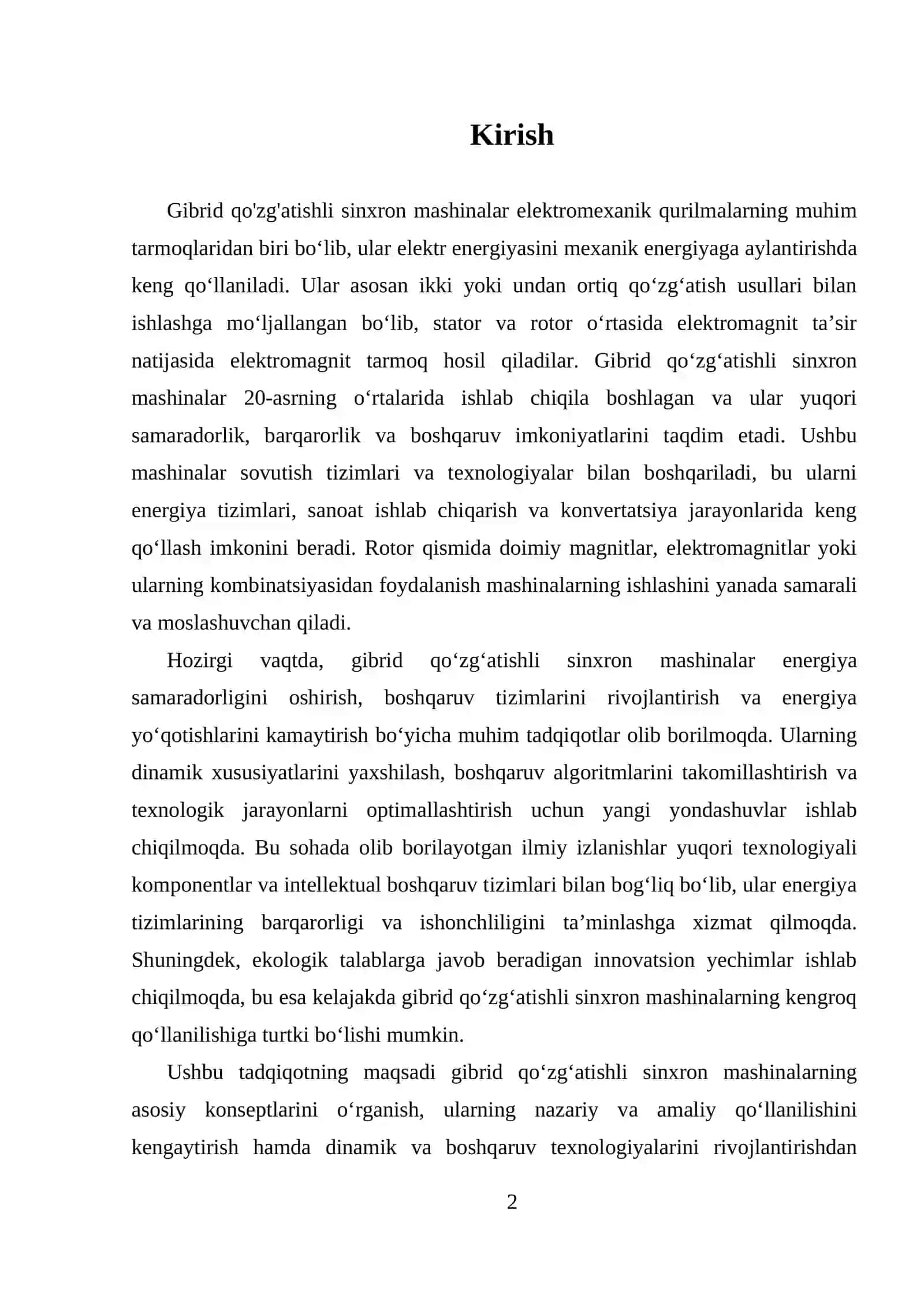 Gibrid qo'zg'atishli sinxron mashinalar 2