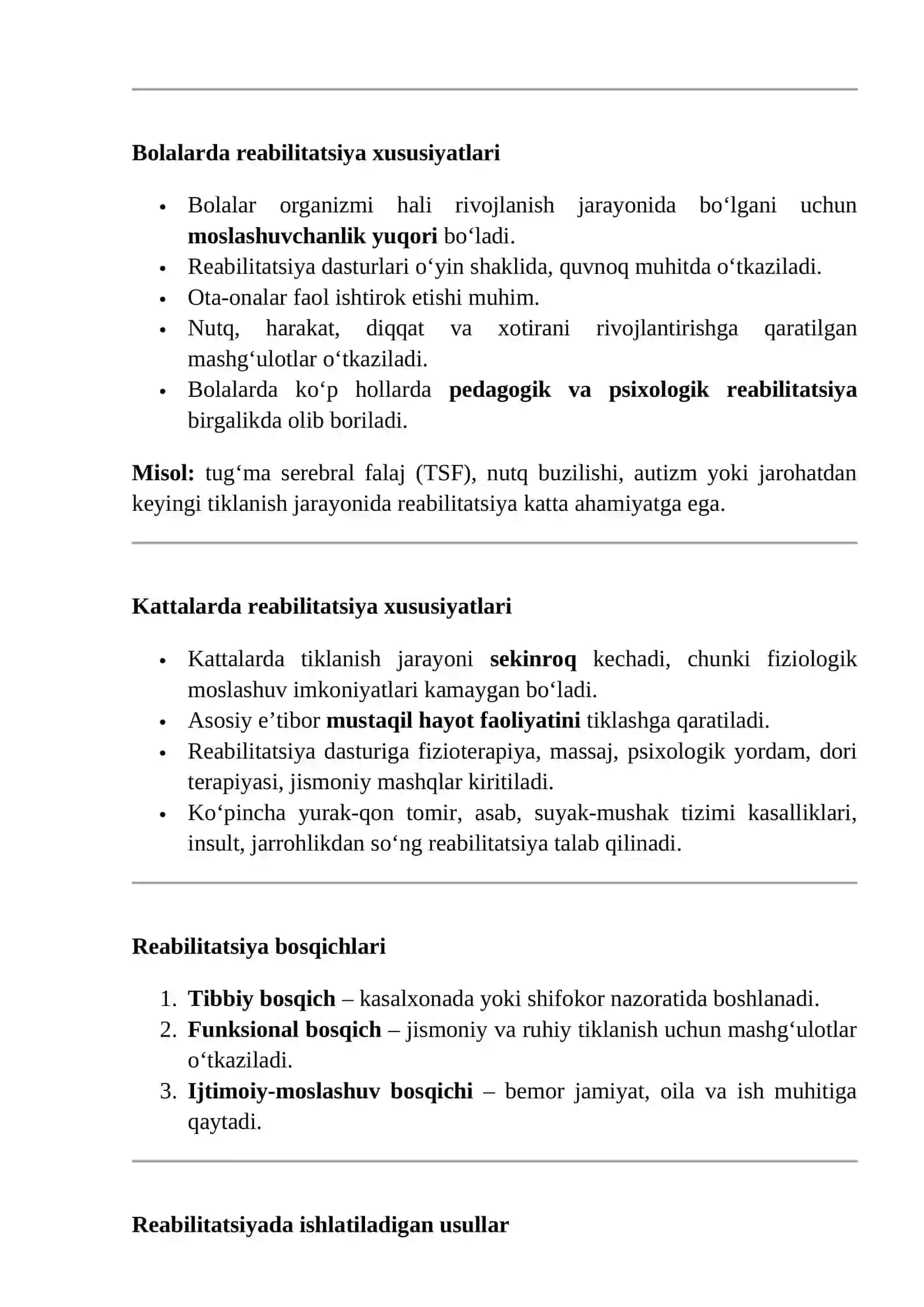 KATTALAR VA BOLALARDA REABILITATSIYA 2