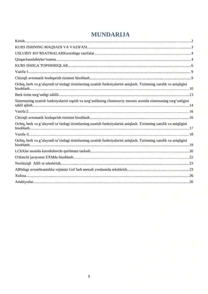 AVTOMATIK BASHQARISH NAZARIYASI 2 2