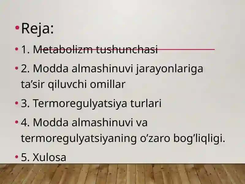 Modda va energiya almashinuvi. Tana haroratini boshqarilishi 2
