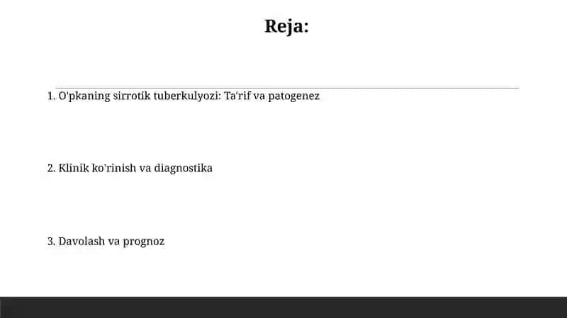 O'pkaning sirrotik tuberkulyozi: Ta'rif va patogenez 2