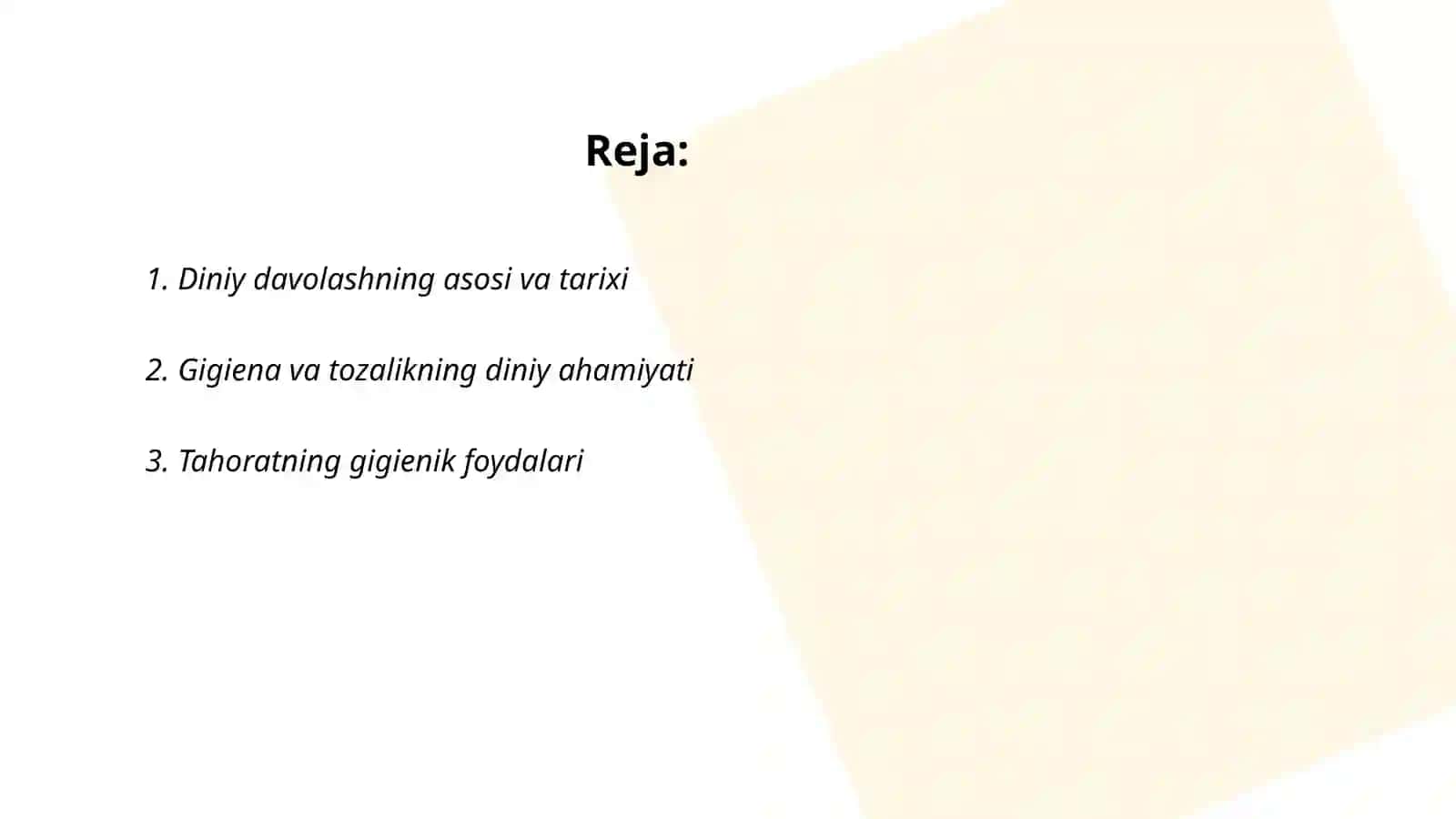Diniy davolash.Gigiena 2