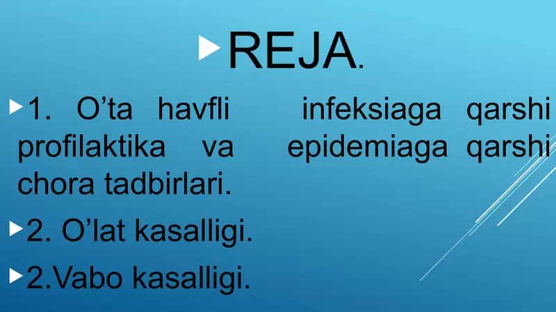 O’ta havfli infeksialar profilaktikasi va epidemiyaga qarshi chora tadbirlar 2