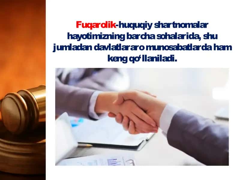 Fuqarolik - huquqiy shartnomalar shartlari 2