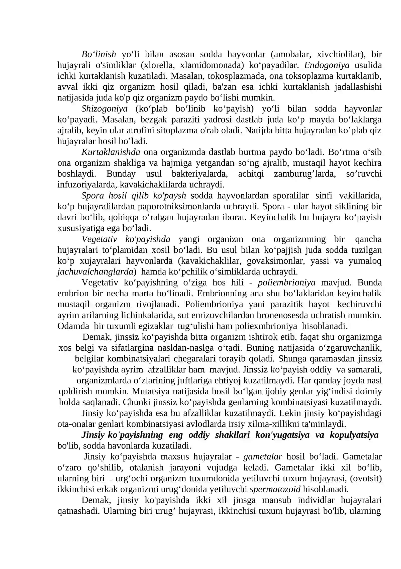 Rivojlanish biologiyasi. Organizmlar ko‘payishi. Ontogenez. Predembrional rivojlanish (spermatogenez va ovogenez) 2