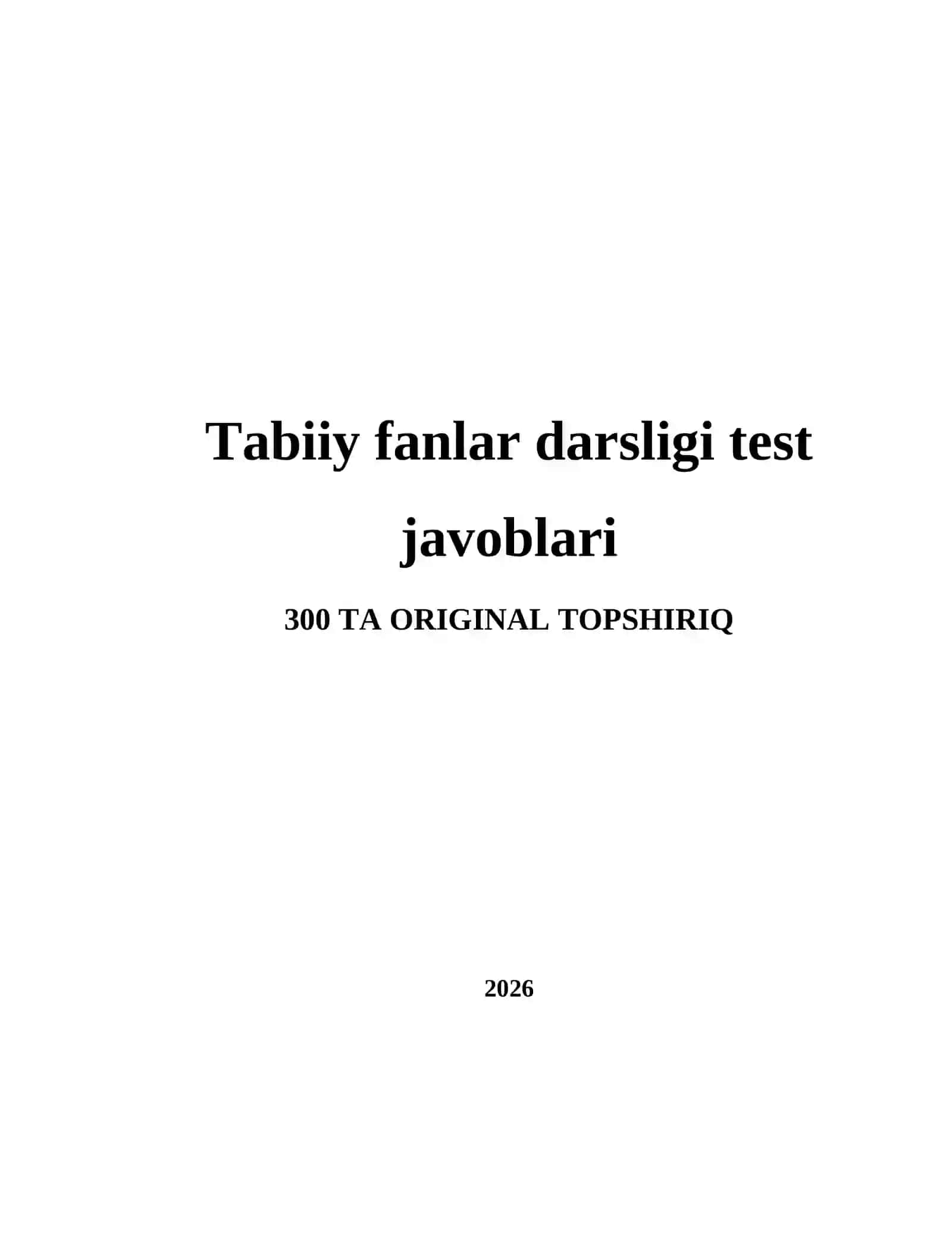 Tabiiy fanlar darsligi test javoblari 2