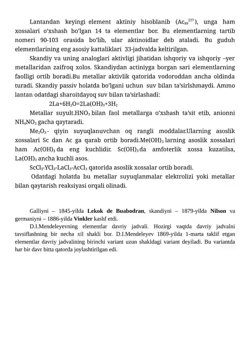 III-Y B guruh elementlari va ularning xossalari 2