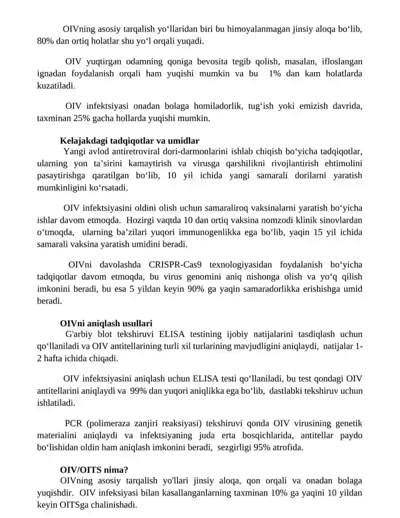 Ortirilgan immunitet tanqisligi (OITS) 2