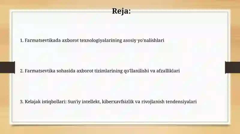 Farmatsevtikada axborot texnologiyalaridan foydalanishning asosiy yo'nalishlari 2