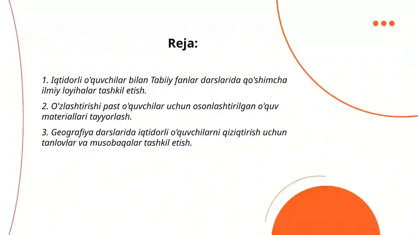 Tabiiy fanlar va geografiya darslarida iqtidorli hamda o'zlashtirishi past bo'lgan o'quvchilar bilan ishlash usullari 2