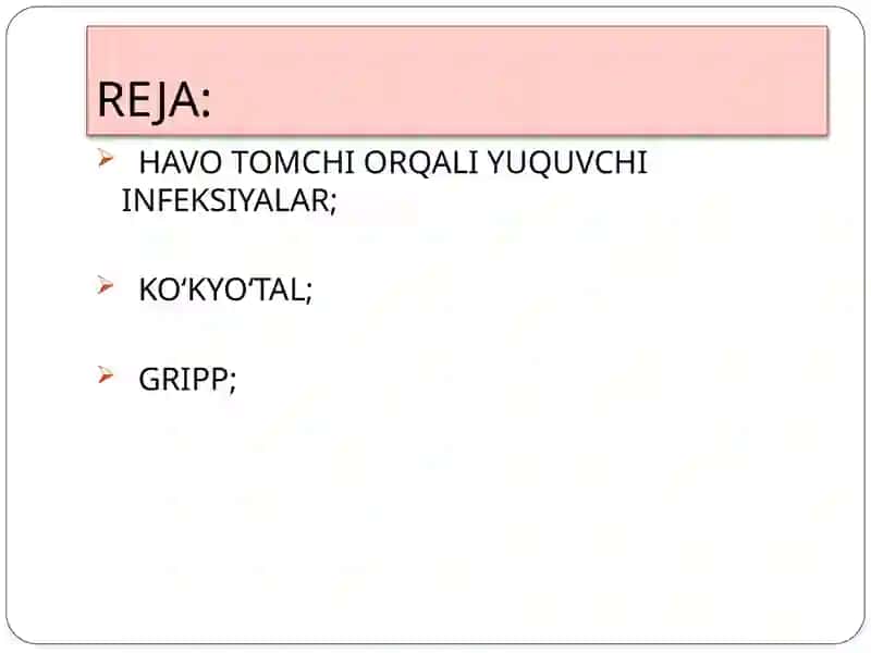 Havo-Tomchi Yo'li Orqali Yuquvchi Infeksiya (Corynebacteriya, Mycobacteriya) 2