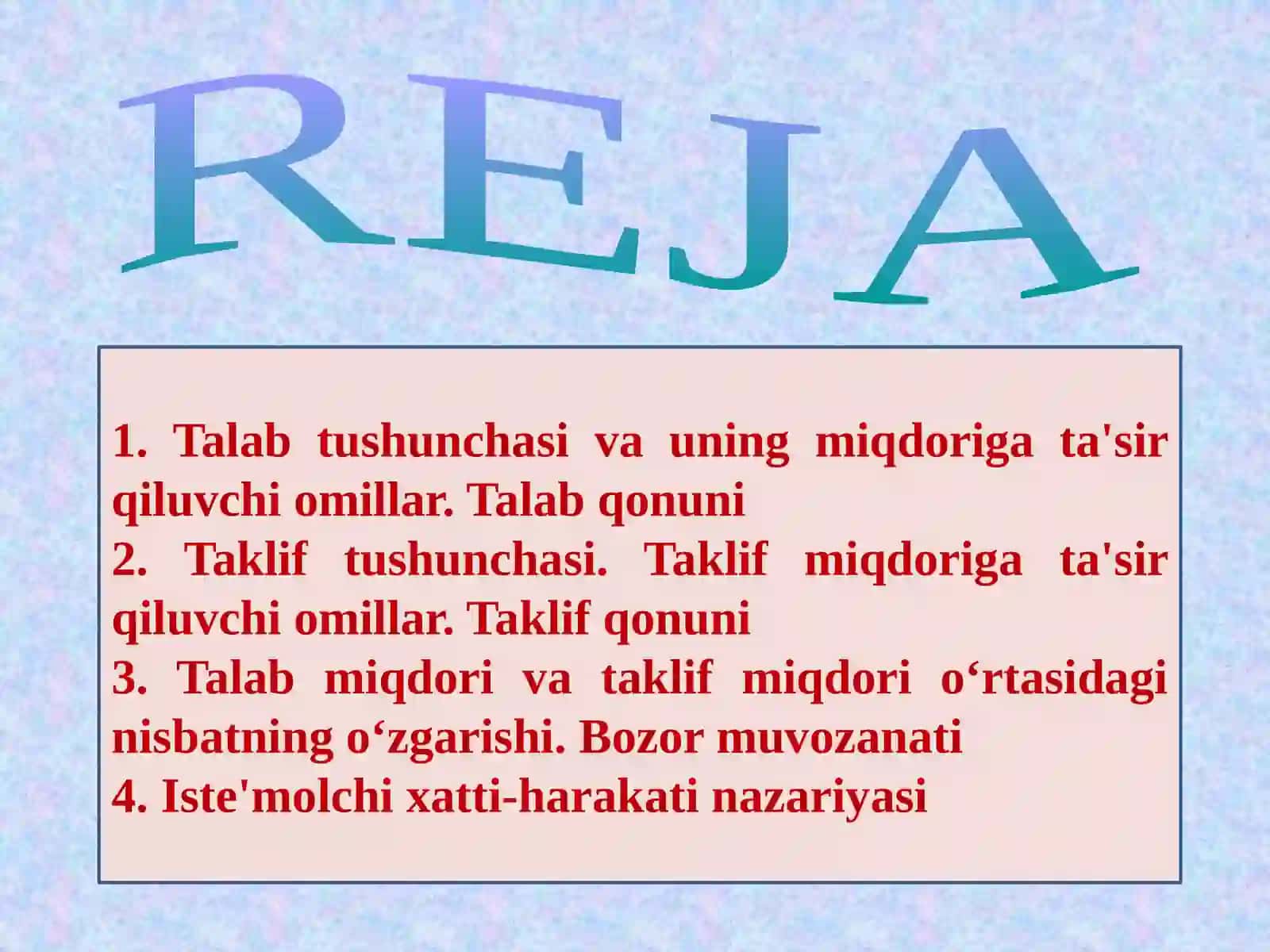 Iqtisodiyot nazariyasi 2
