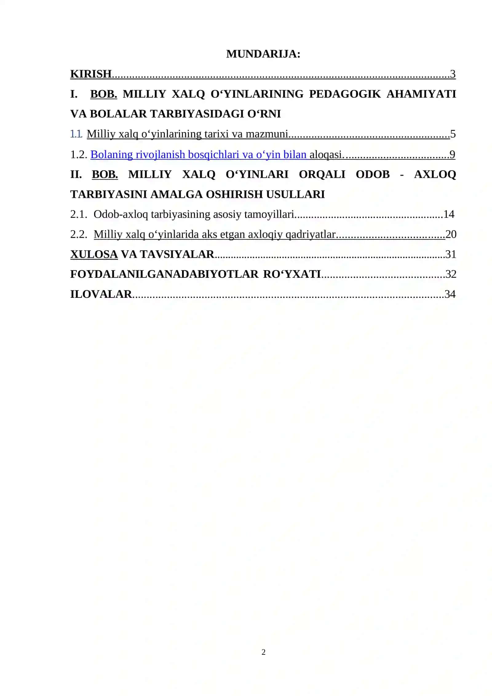 Maktabgacha yoshdagi bolalarni tarbiyalashda milliy xalq o‘yinlarining ahamiyati. 2
