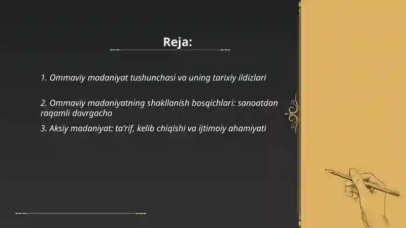 Ommaviy madaniyatning shakllanish tarixi va uning turlari 2