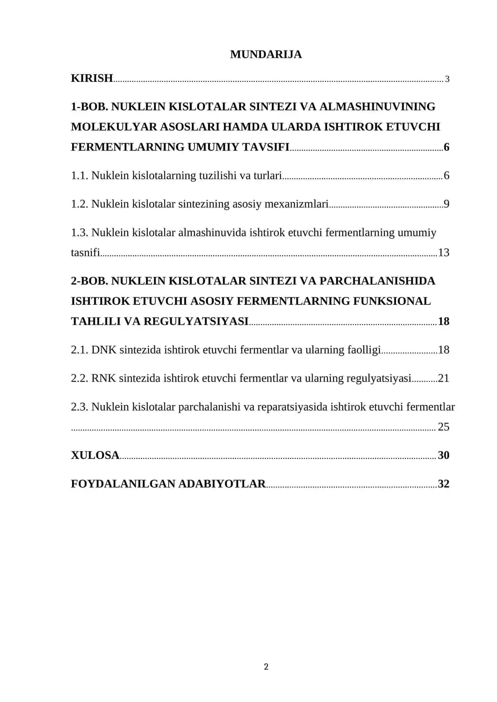 NUKLEIN KISLOTALAR SINTEZI VA ALMASHINUVINING MOLEKULYAR ASOSLARI 2