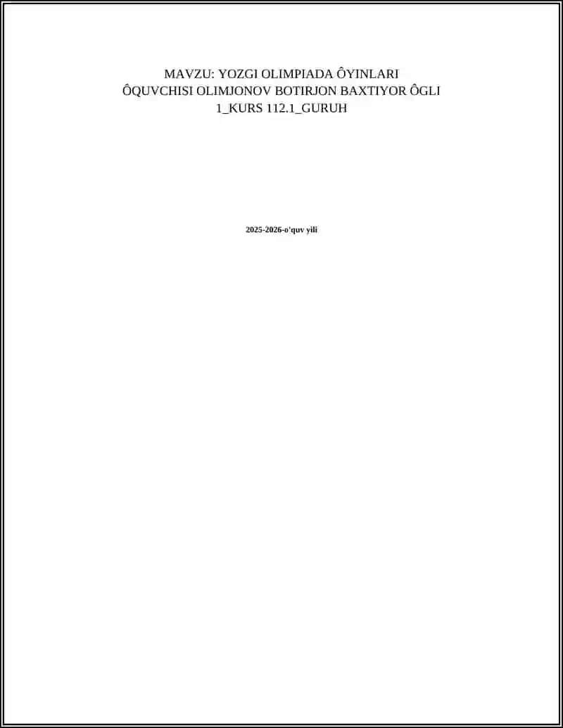YOZGI OLIMPIADA ÔYINLARI 2