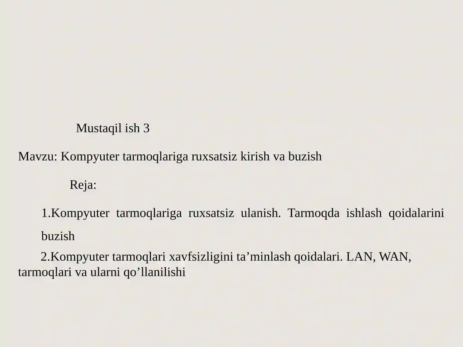 Kompyuter tarmoqlariga ruxsatsiz kirish va buzish 2
