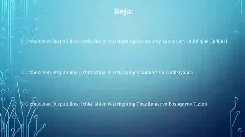 Oʻzbekiston Respublikasi Ichki Ishlar Vazirligining Zamonaviy Islohotlari va Kelajak Rejalari 2
