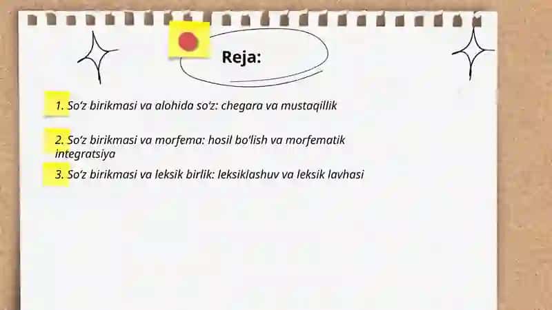Soʻz birikmasining boshqa til birliklariga munosabati 2