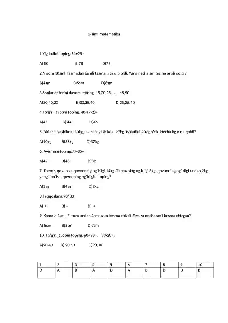 1-sinf Matematika 2