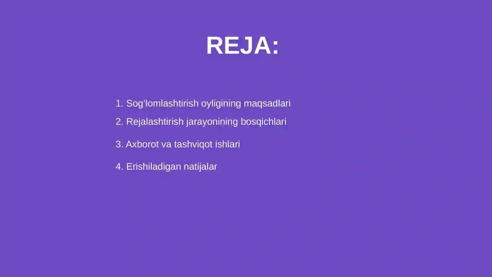 Sogʻlomlashtirish oyligini rejalashtirish 2