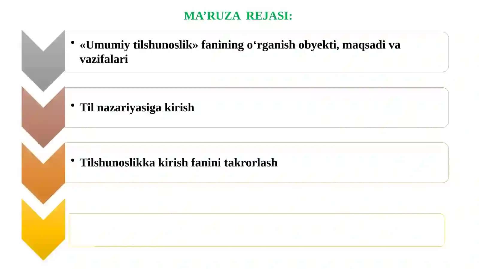 “Tilshunoslik nazariyasi” kursi predmeti, maqsad va vazifalari. 2