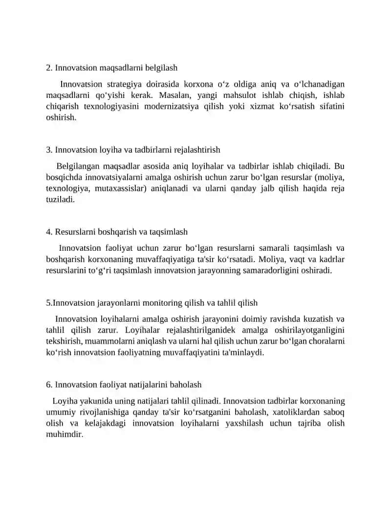 Innovatsion faoliyatning tashkiliy strategiyasi 2