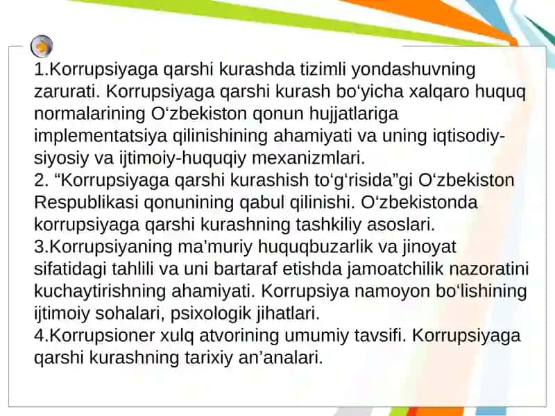 Korrupsiyaga qarshi kurash siyosati 2