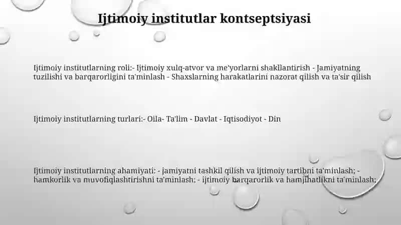 Jamiyat Hayotida Sotsial Institutlarning OʻRni Va RoʻLi 2