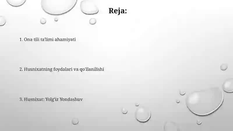 Husnixat darslari ona tilida 2
