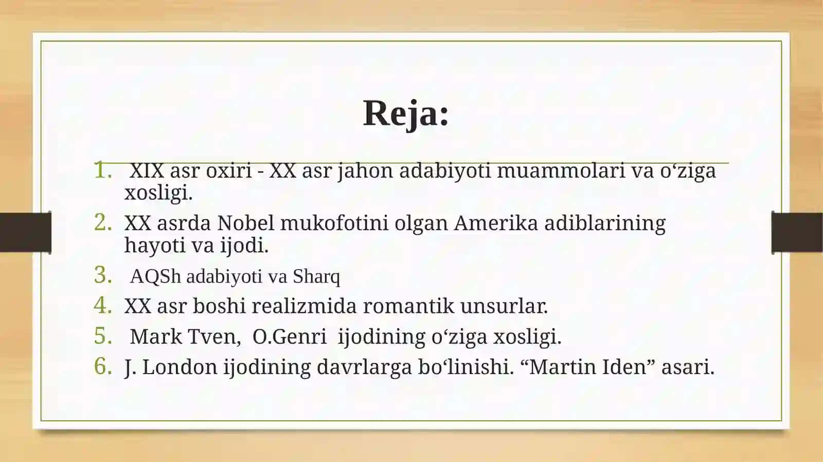 XX ASR BOSHIDA AMERIKA ADABIYOTI 2