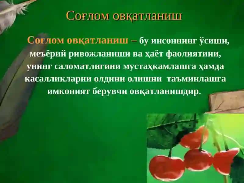 Соғлом овқатланишнинг асосий талаблари 2