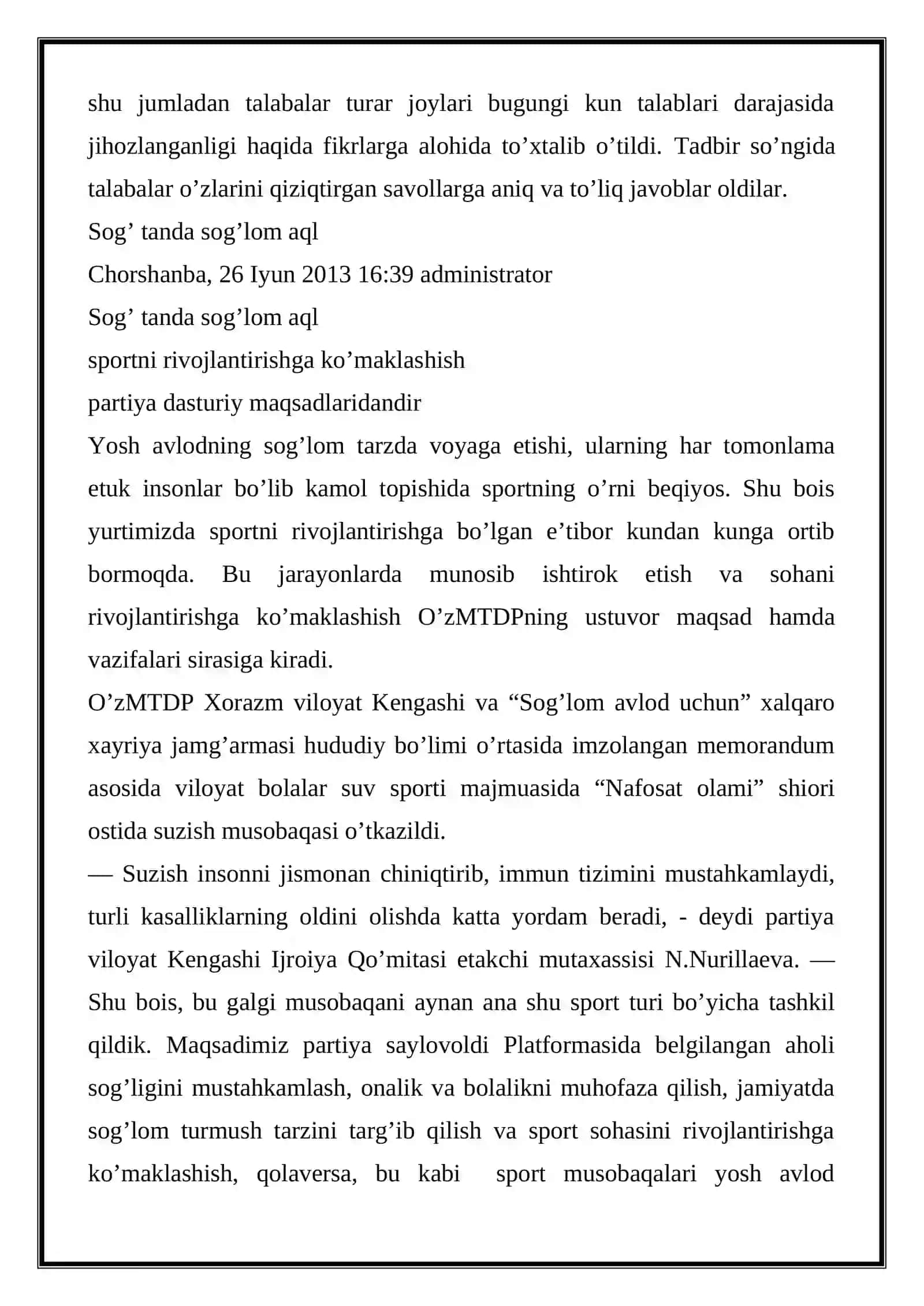 Talabalar turar joylarida sog’lom turmush tarzi va uning ahamiyati 2