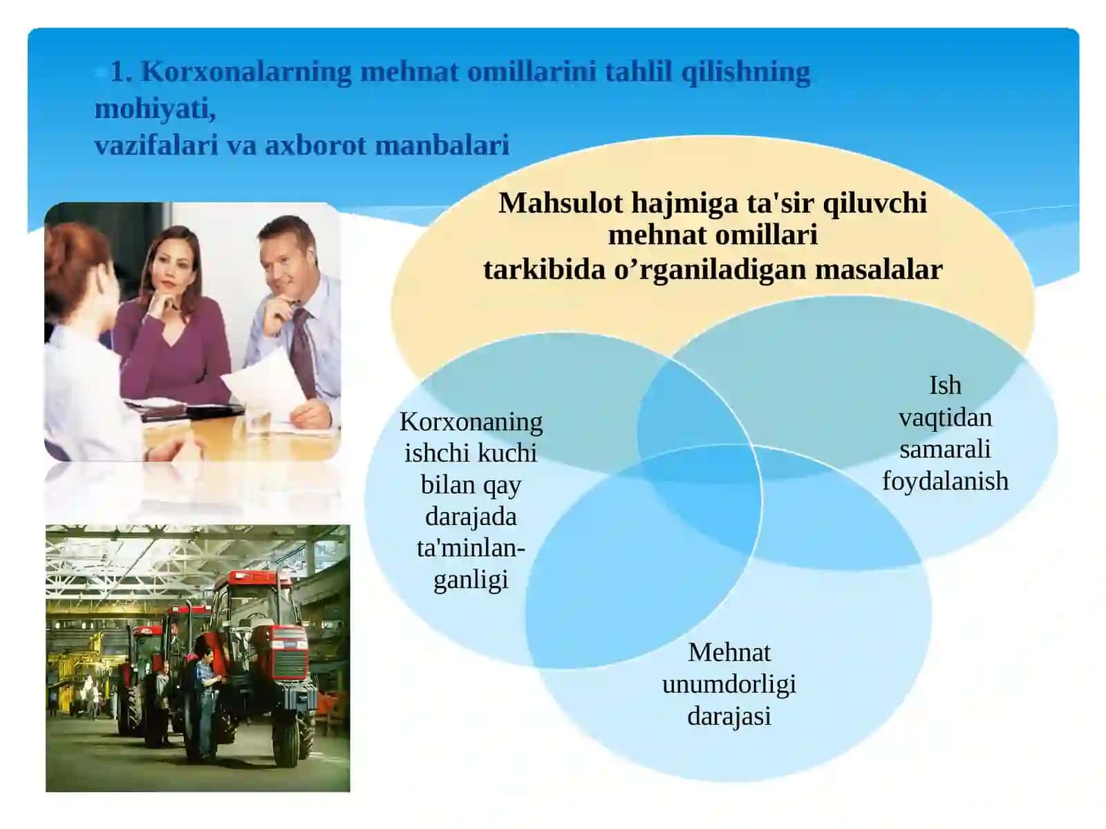 Mehnat resurslari bilan ta’minlanganlik va mehnat unumdarligi ko'rsatkichlari tahlili 2