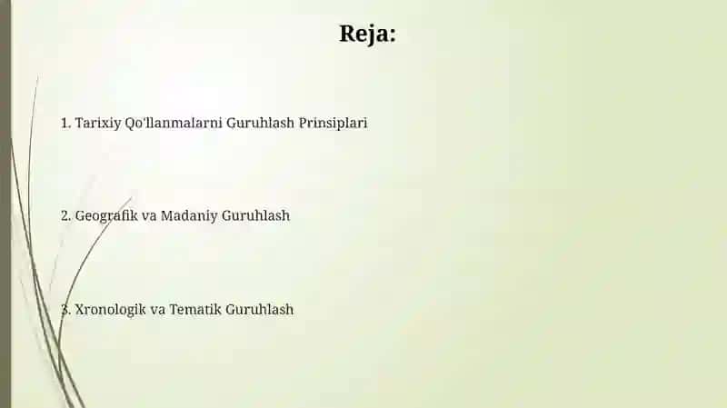 Tarixga oid qoʻllanmalarni guruhga boʻlish prinsiplari 2