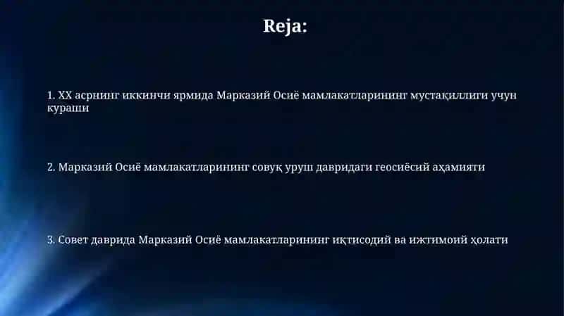 Совет давридаги Марказий Осиё иқтисодиёти 2