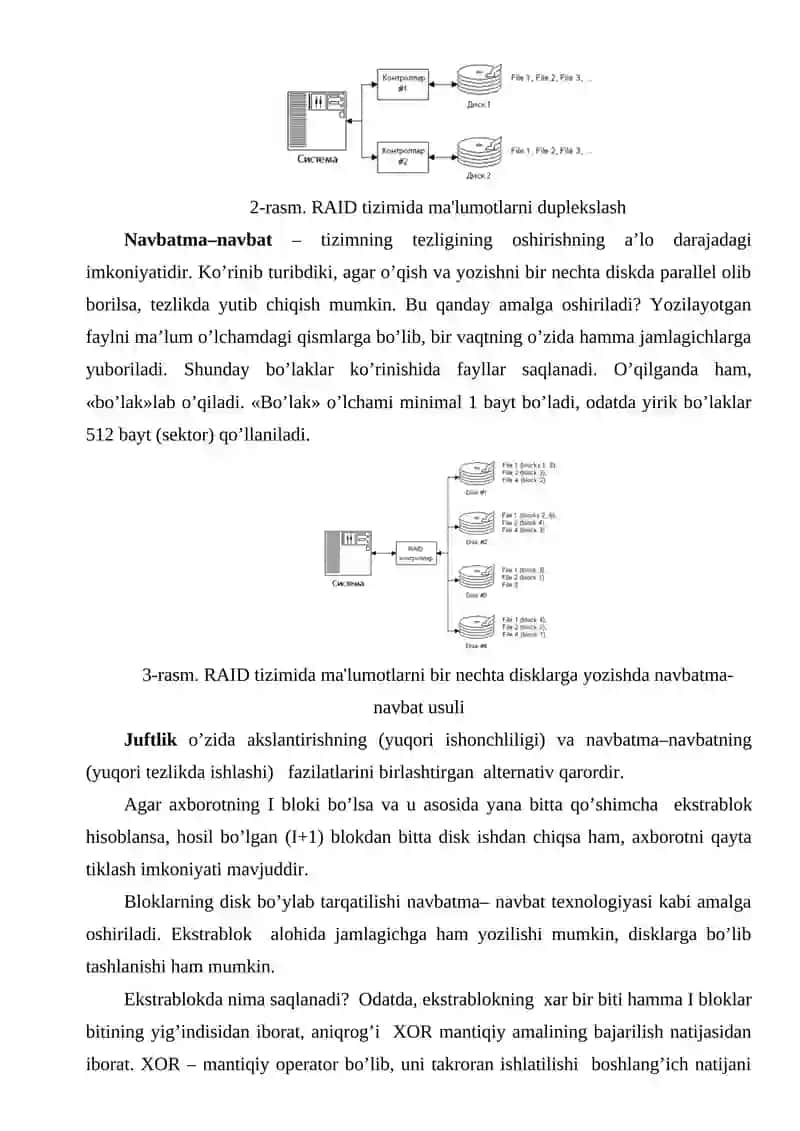 Ma’lumotlar bazasini  RAID tizimlari yordamida ximoyalash 2