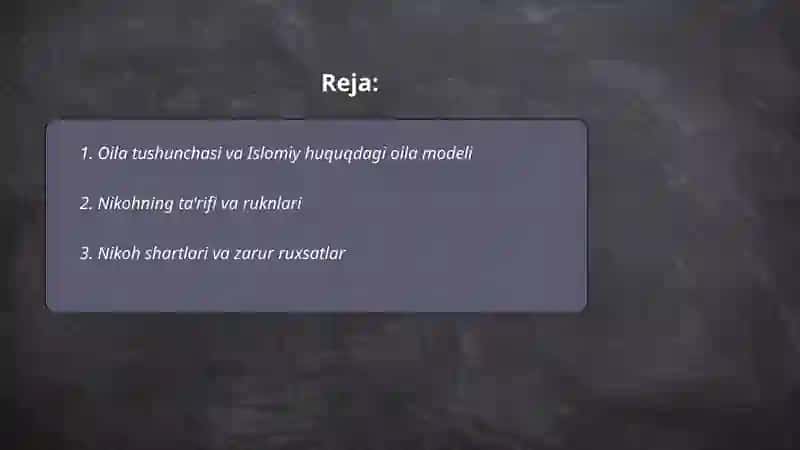 Islom huquqshunosligida oila,nikoh,taloq,idda,zihor tushunchalari 2