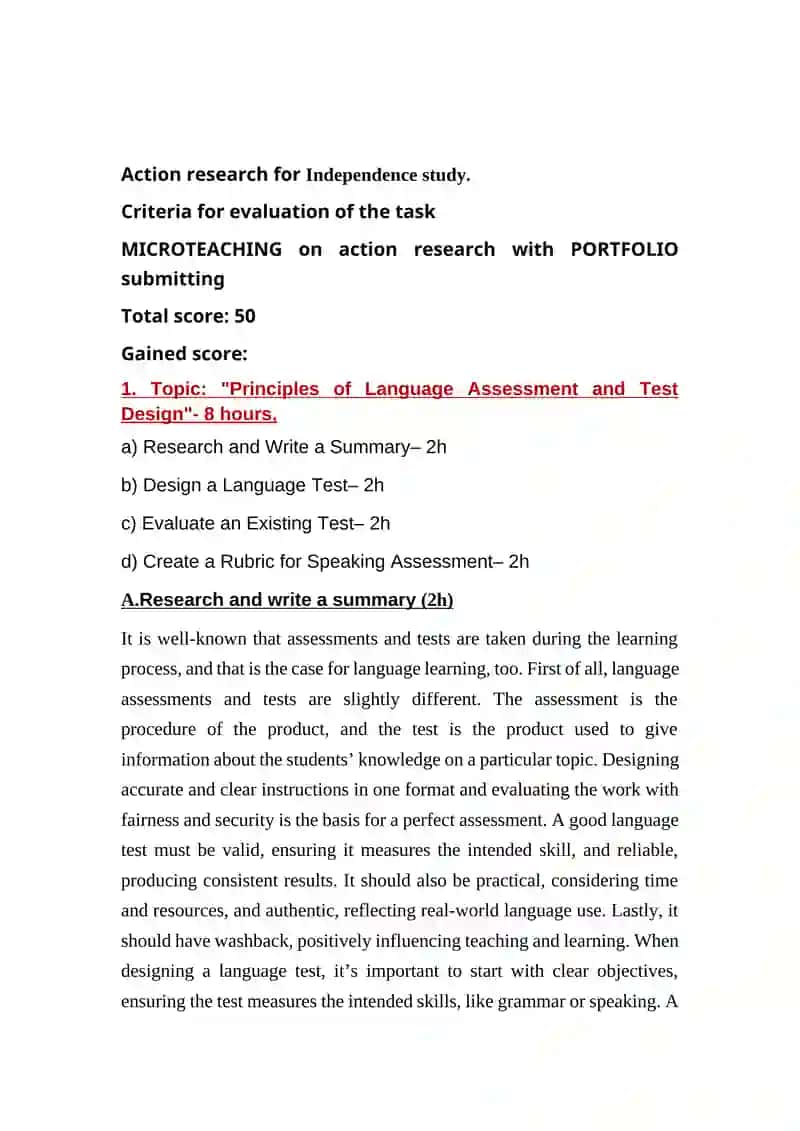 Principles of Language Assessment and Test Design 2