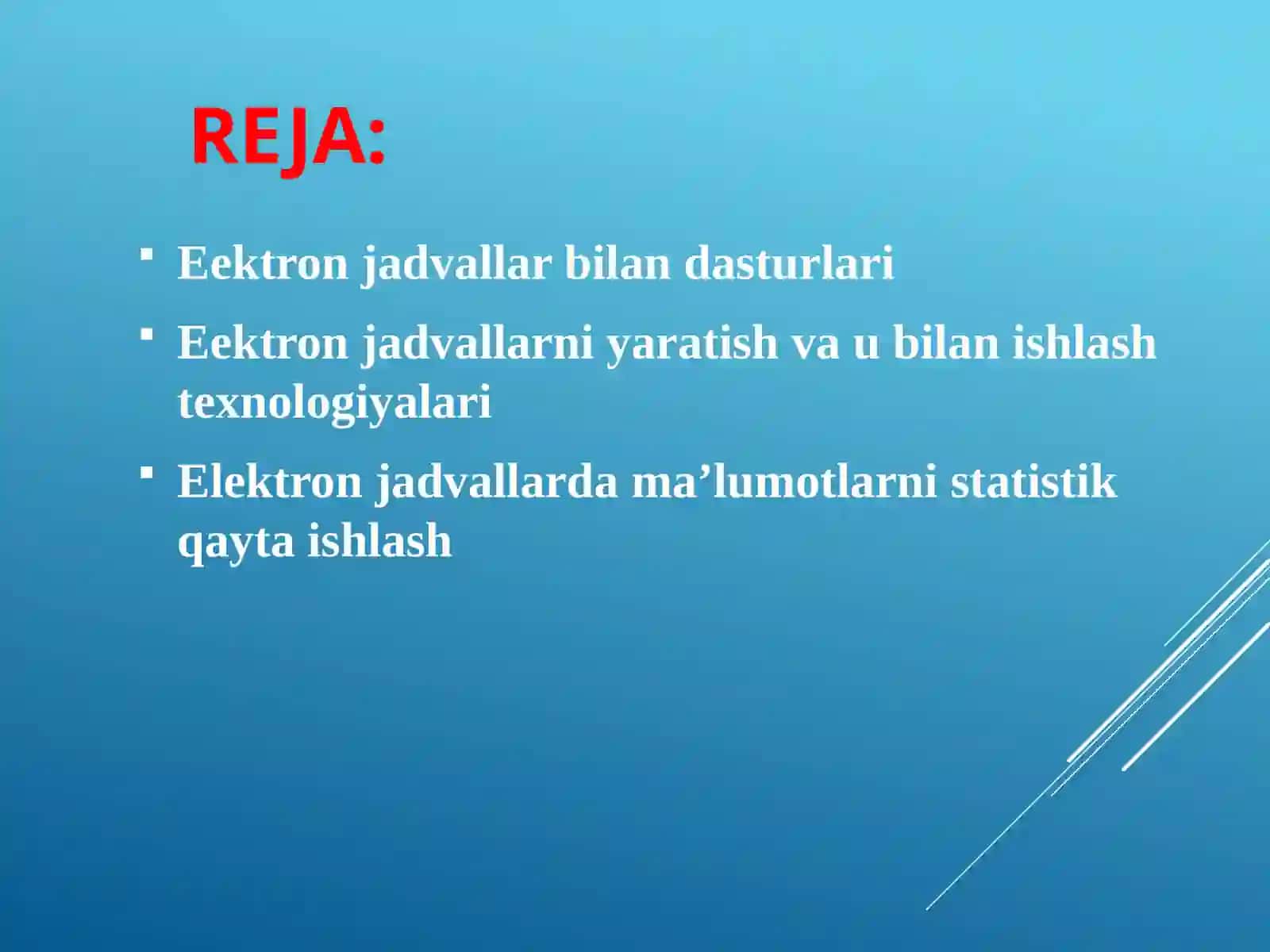 Elektronjadvallar bilan ishlash texnologiyasi 2