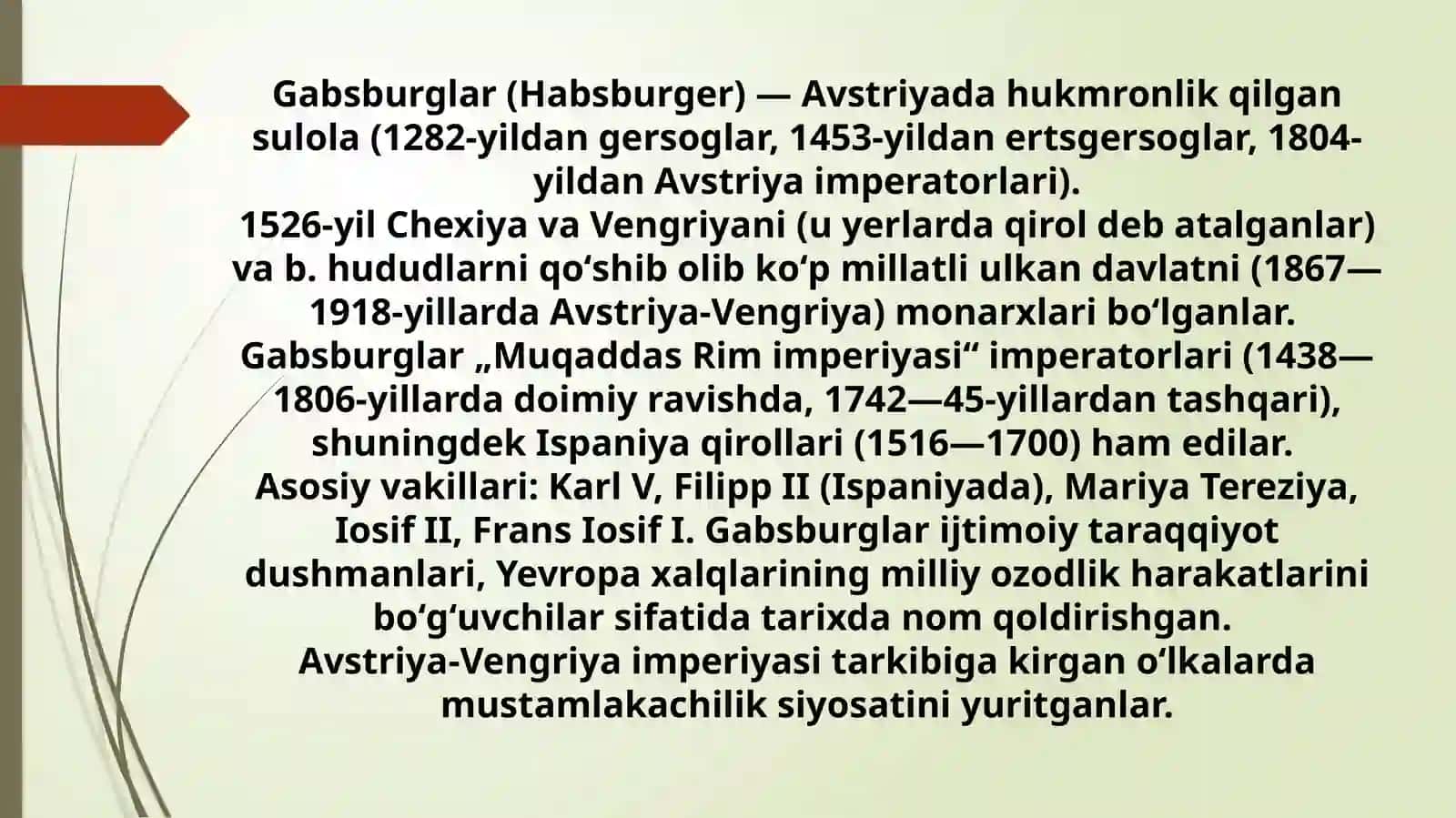 AVSTRIYA (GABSBURGLAR) IMPERIYASI YANGI DAVRDA 2