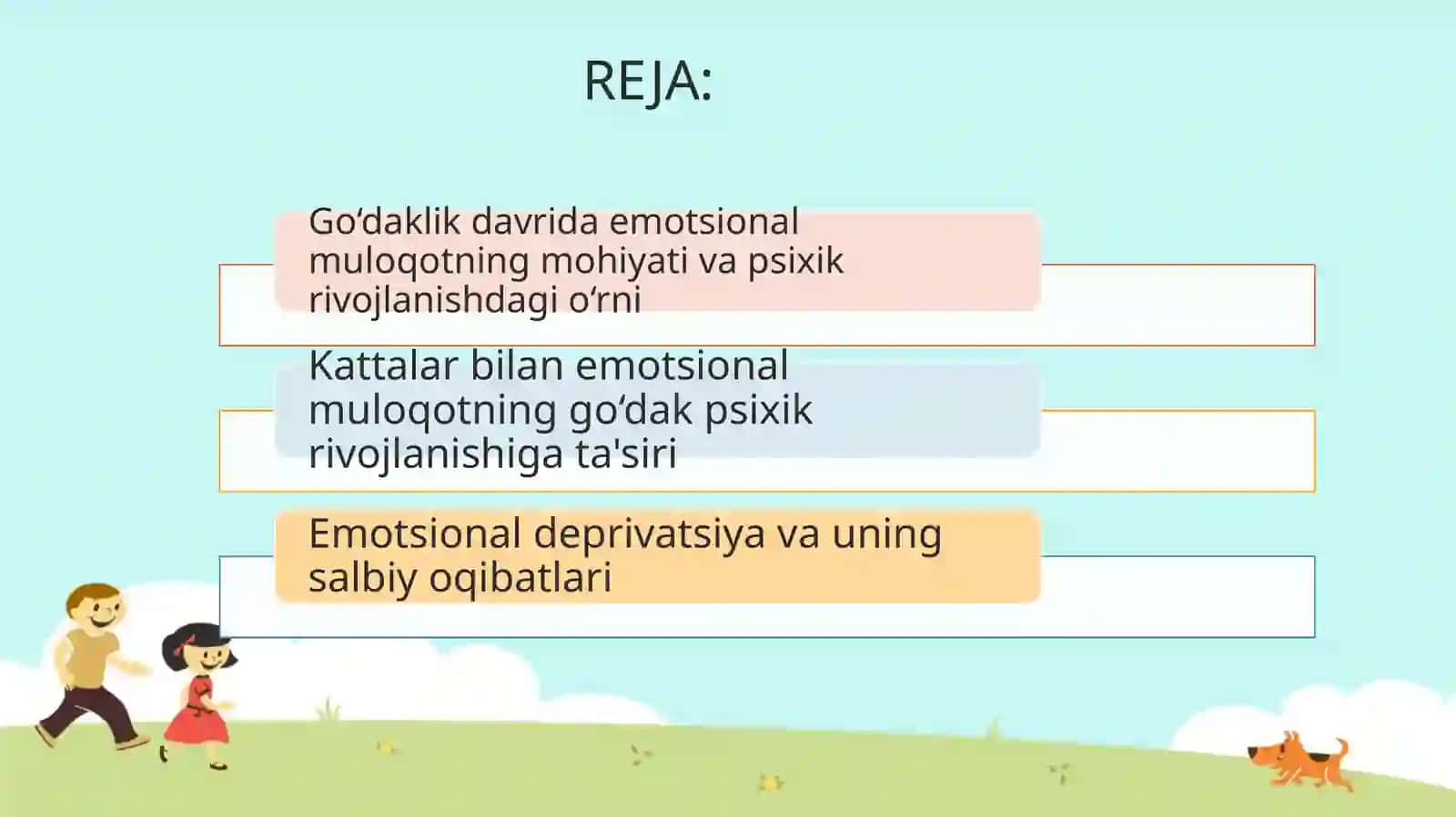 Go‘daklik davrida psixik rivojlanishda kattalar bilan emotsional muloqotning ahamiyati (emotsional deprivatsiyaning salbiy oqibatlari) 2