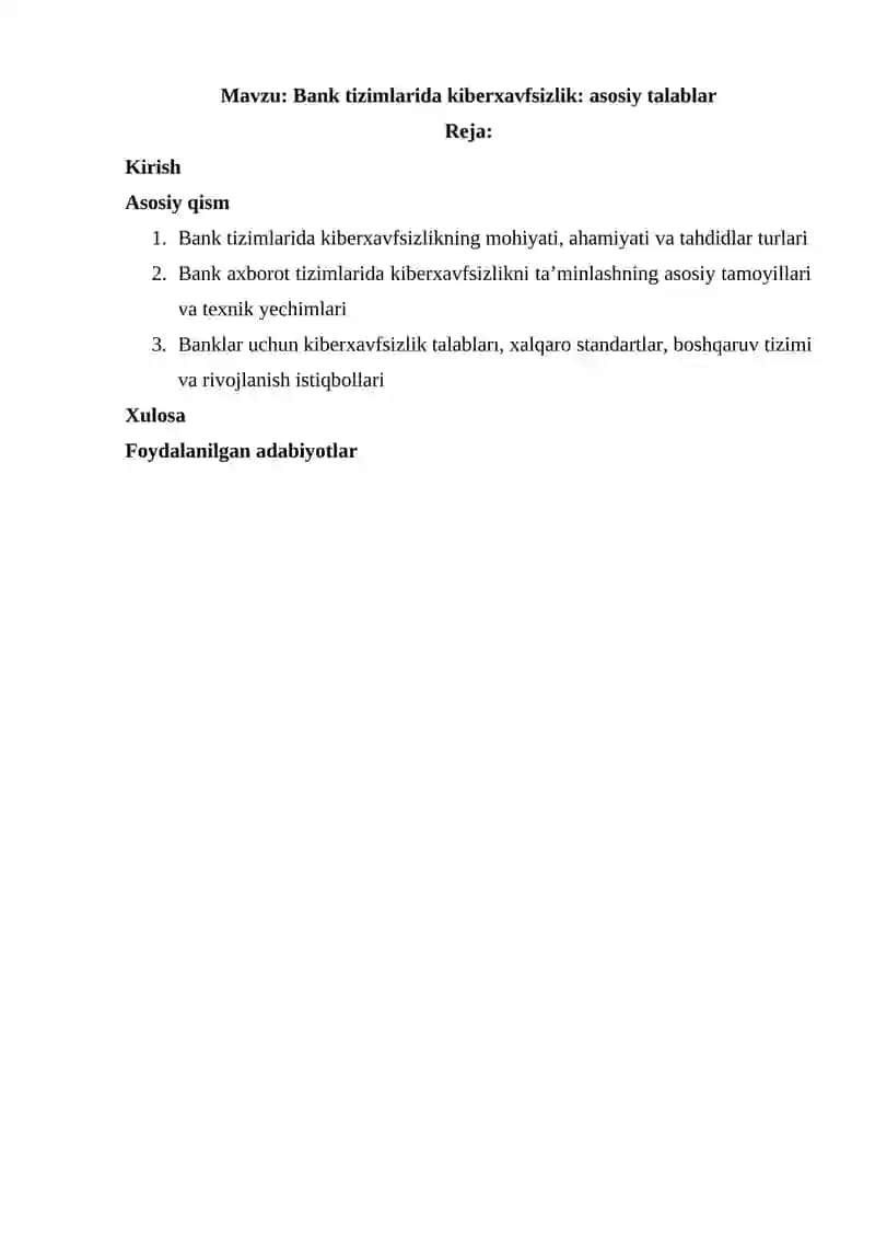 Bank tizimlarida kiberxavfsizlik: asosiy talablar 2