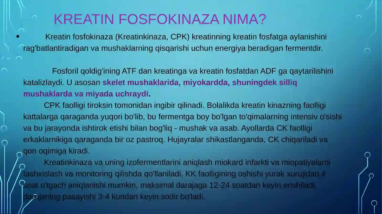 Kreatinfosfokinazaning izoshakllari vq ularni aniqlashning klinik  ahamiyati 2