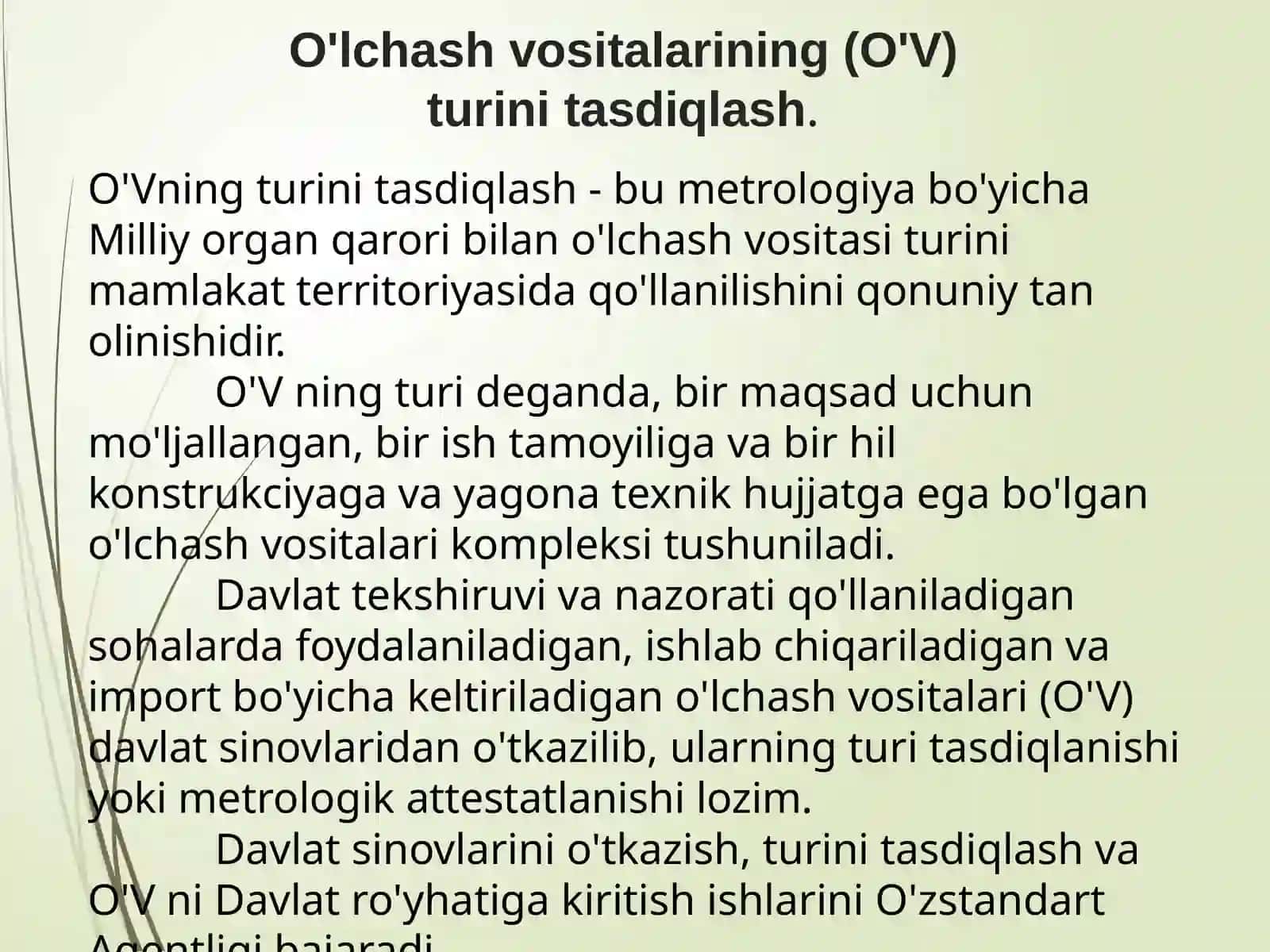 O'lchashvositalarining metrologik tadbirdi 2