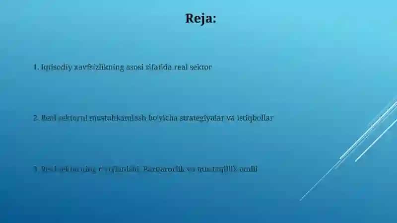 Iqtisodiyotning real seltorini rivojlantirilishining iqtisodiy xavfsizlikni ta’minlashdagi ahamiyati 2