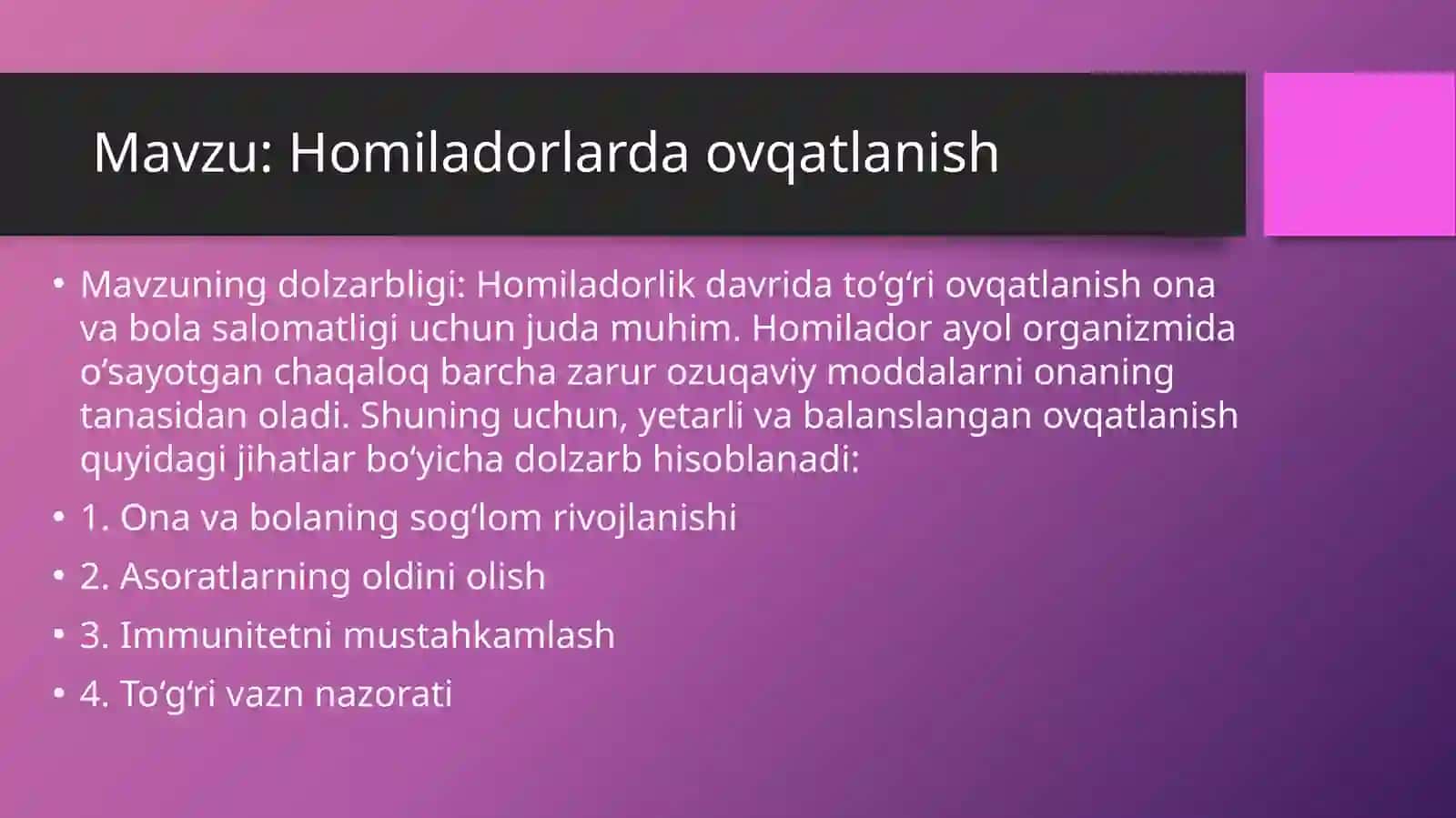 Nutrisalogiya fanidan D1622-guruh talabasi Saminjonova Dinaraning Tayyorlagan Mustaqilishi 2